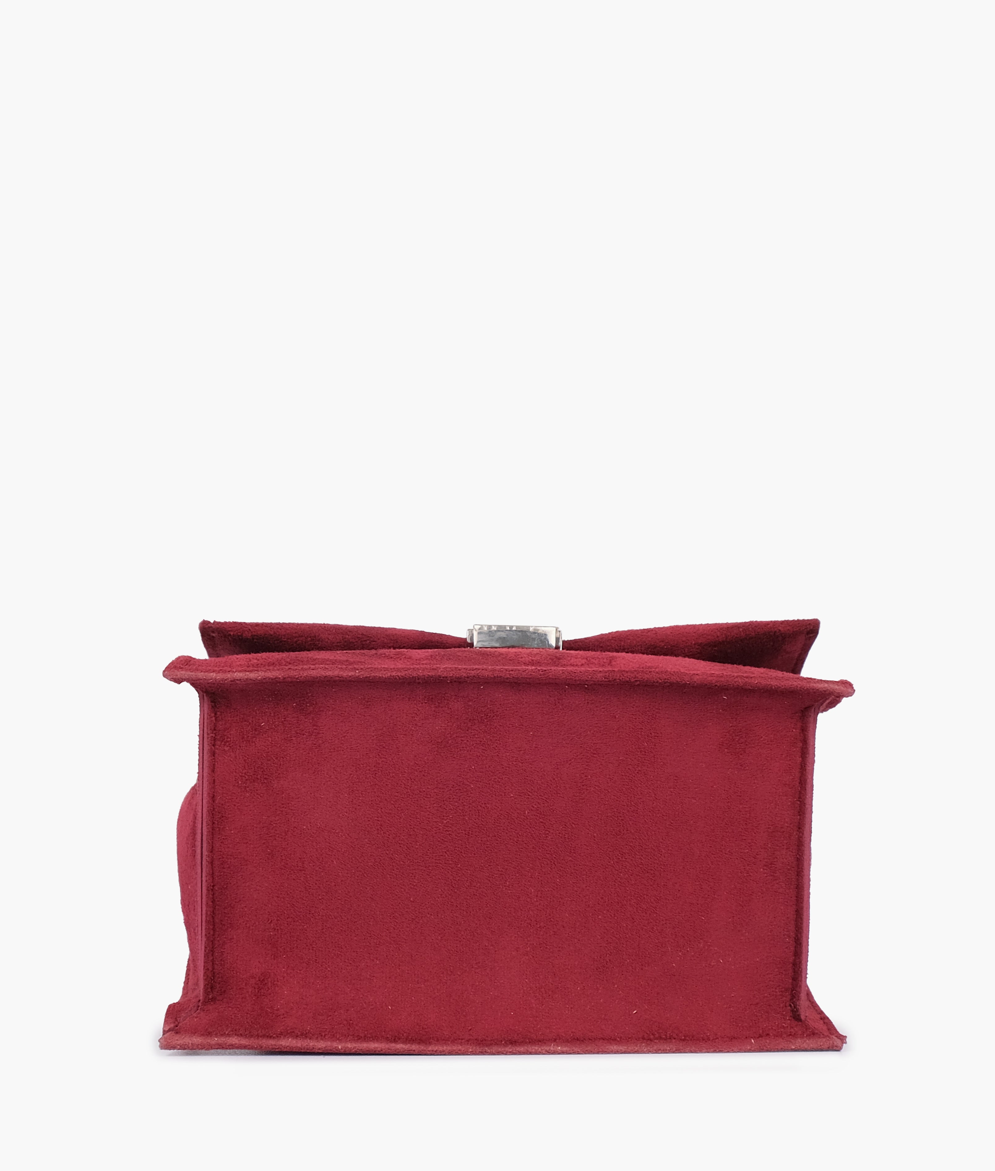 RTW Creation - Burgundy suede top-handle mini cross-body bag