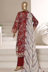 Signature By Sada Bahar Stitched 3 Piece Festive Emb Lawn Vol-02 Suit-CD-675-BROWN