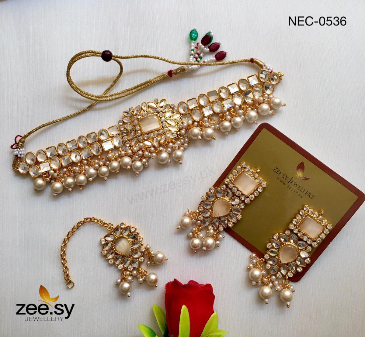 KUNDAN NECKLACE-0536 Champagne - Zeesy Jewellery