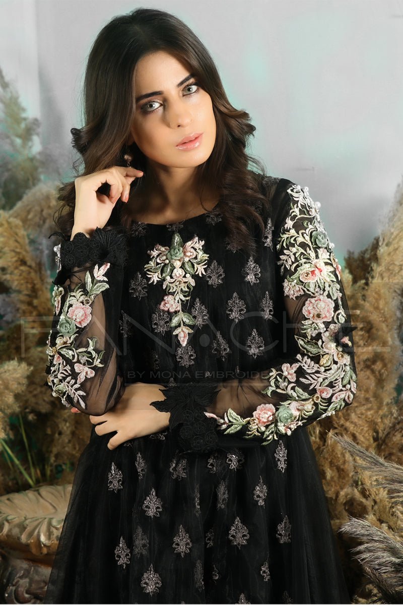 Manahils Stitched Formals K-130-Coal Damsel