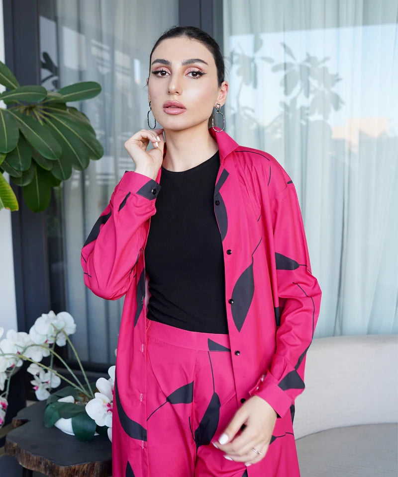 Dhaga Stitched 2 Piece Solids Crepe Summer Collection'2025-Carmine