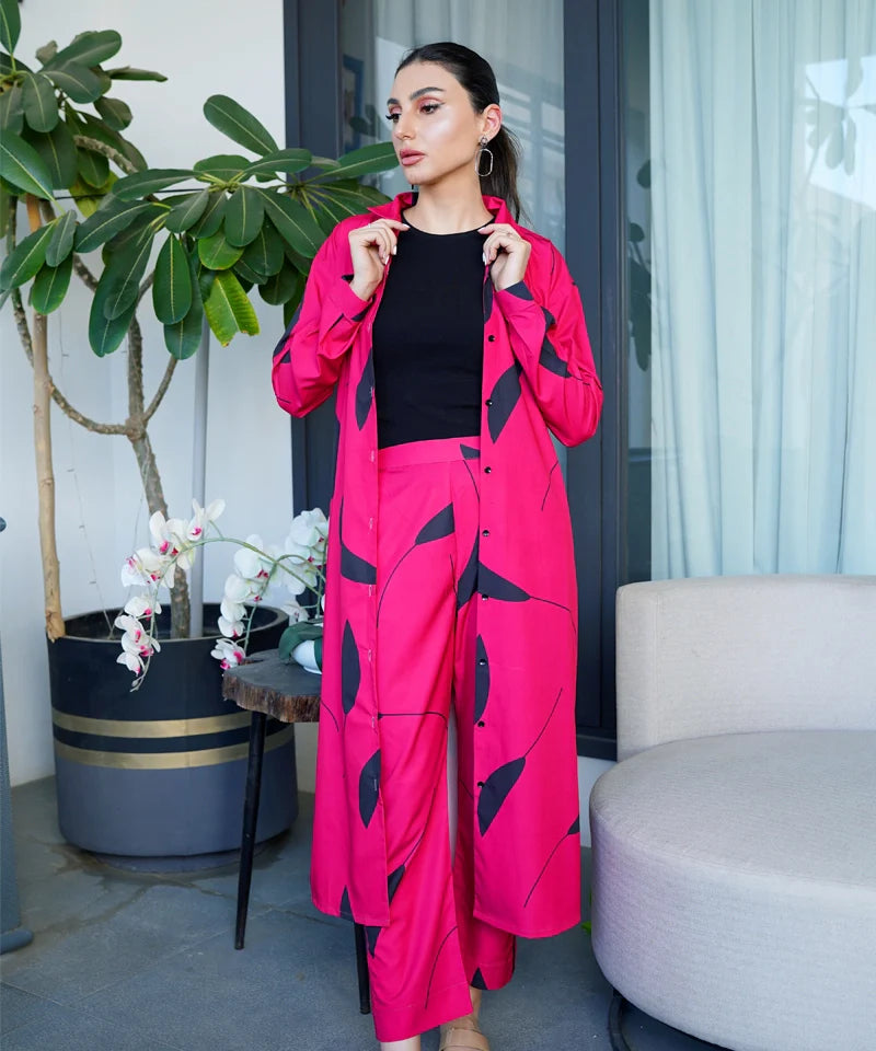 Dhaga Stitched 2 Piece Solids Crepe Summer Collection'2025-Carmine