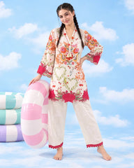 Cupid two-piece lawn co-ord with pastel pool-ring prop