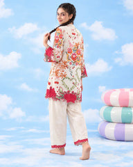Cupid ivory printed co-ord three-quarter back view