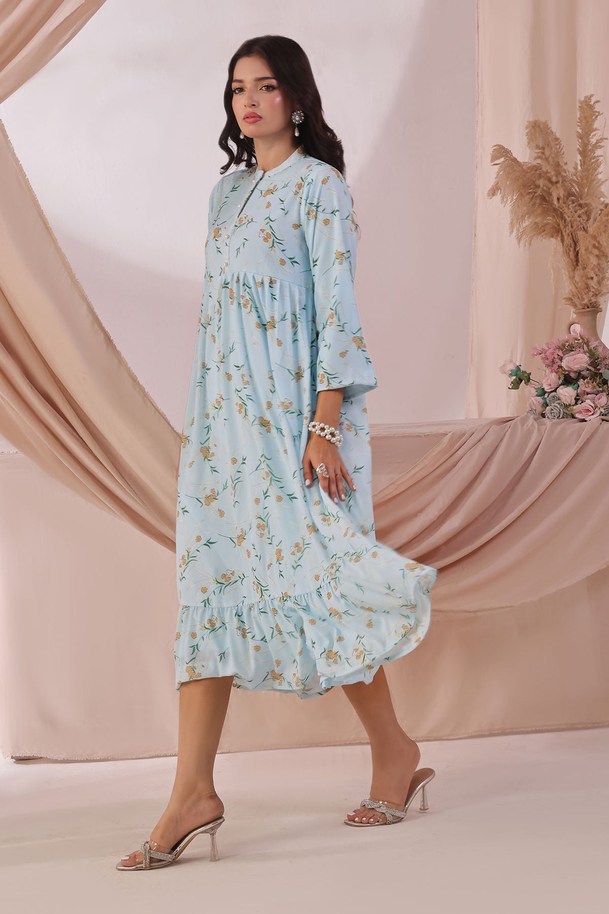 Ochre Clothing Women's Chiffon Printed Dress