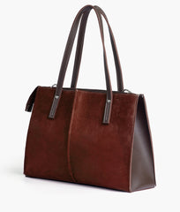 RTW Creation - Dark brown suede work tote bag