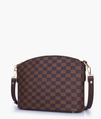 RTW Creation - Dark brown checkered dome cross-body bag