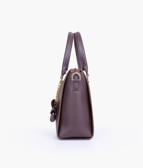 RTW Creation - Dark brown handbag with flower charm