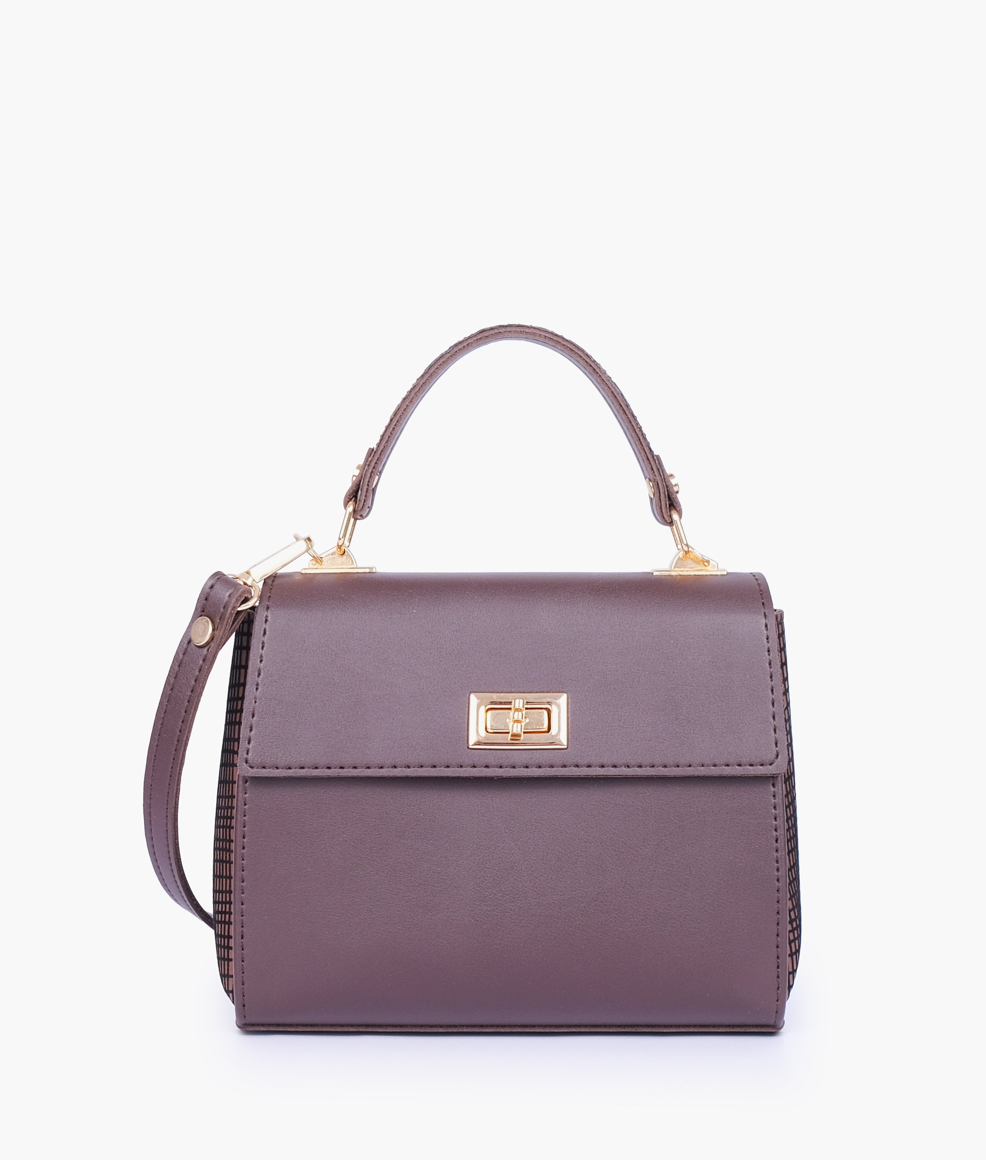 RTW Creation - Dark brown criss-cross top-handle bag