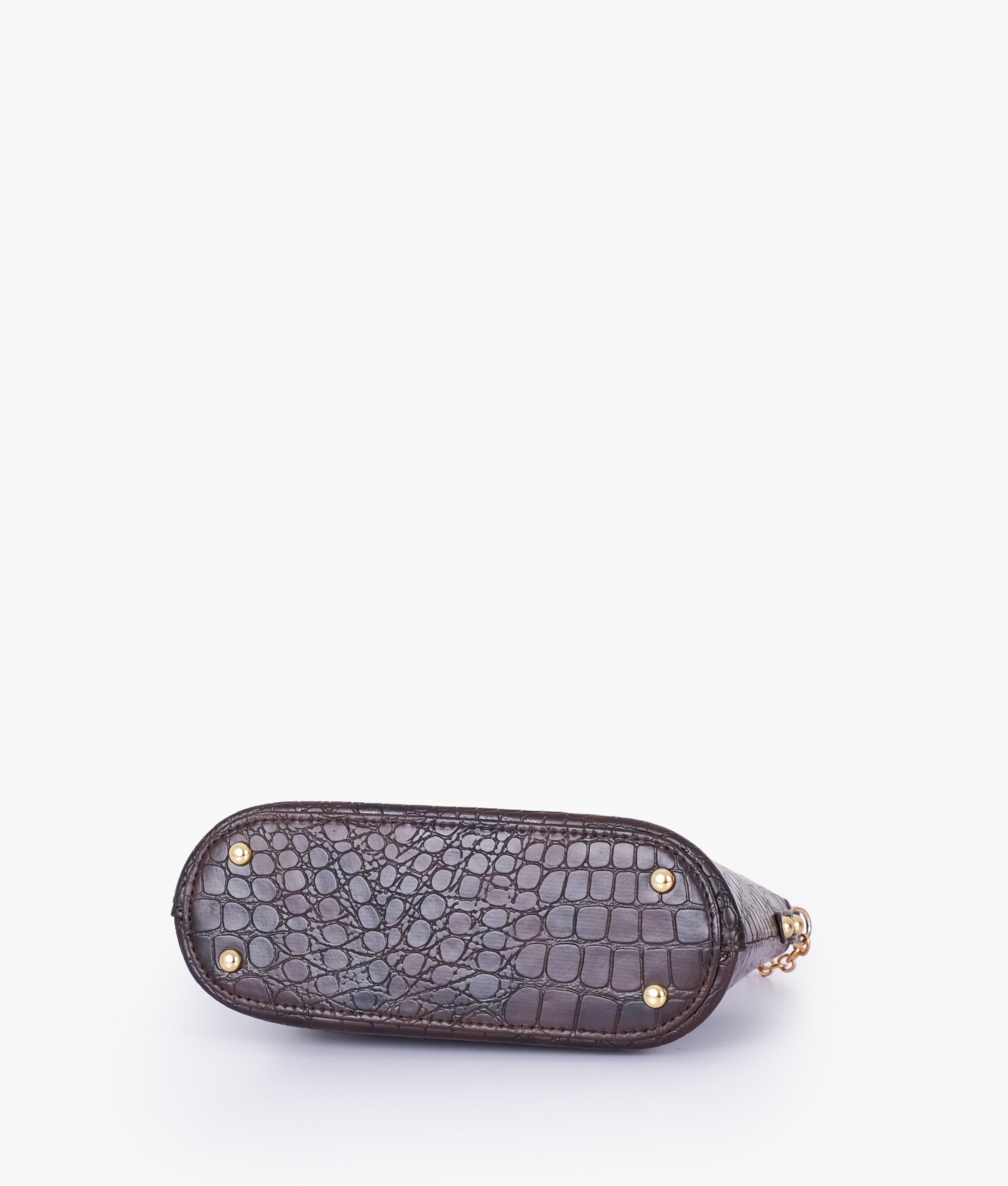 RTW Creation - Dark brown crocodile with chain strap cross-body bag