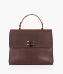 RTW Creation - Dark brown flap-over top-handle bag