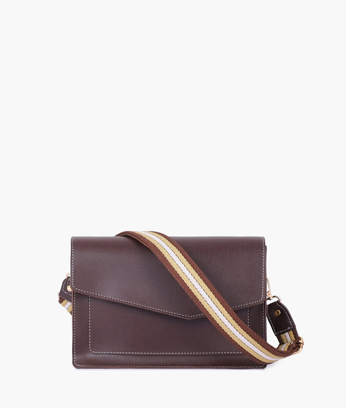 RTW Creation - Dark brown half flap cross-body bag