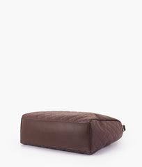 RTW Creation - Dark brown quilted carryall tote bag