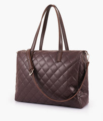 RTW Creation - Dark brown quilted carryall tote bag