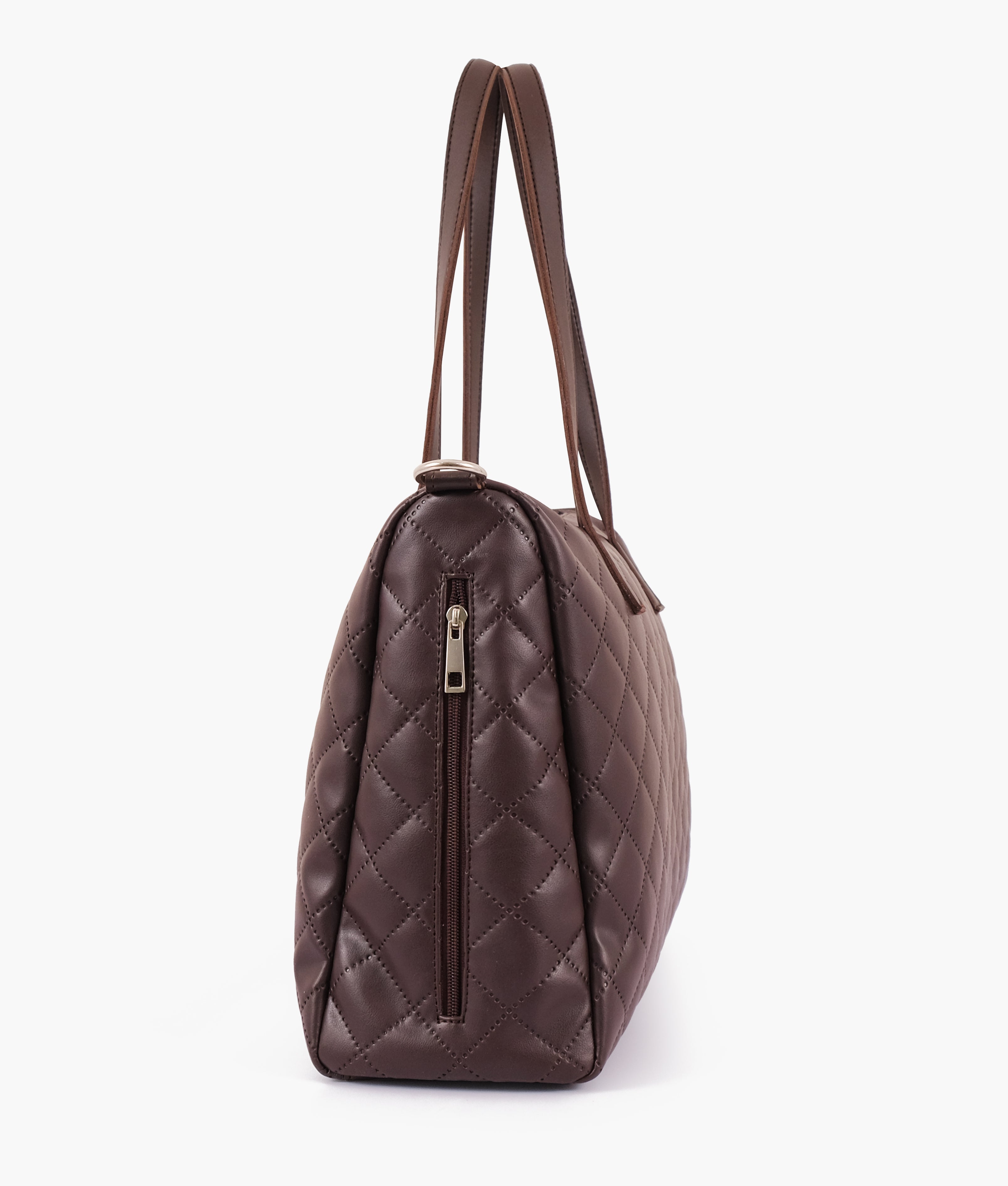 RTW Creation - Dark brown quilted carryall tote bag