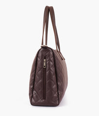RTW Creation - Dark brown quilted carryall tote bag