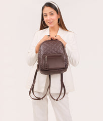 RTW Creation - Dark brown quilted mini backpack