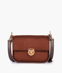 RTW Creation - Dark brown suede saddle bag with twist lock