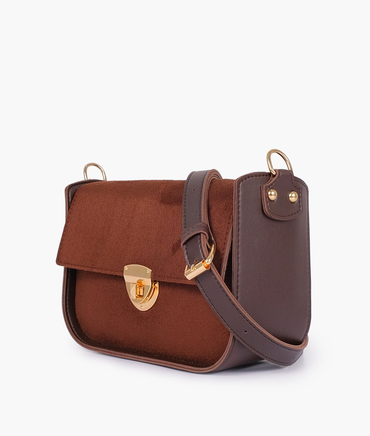 RTW Creation - Dark brown suede saddle bag with twist lock