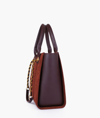 RTW Creation - Dark brown suede chain handle tote