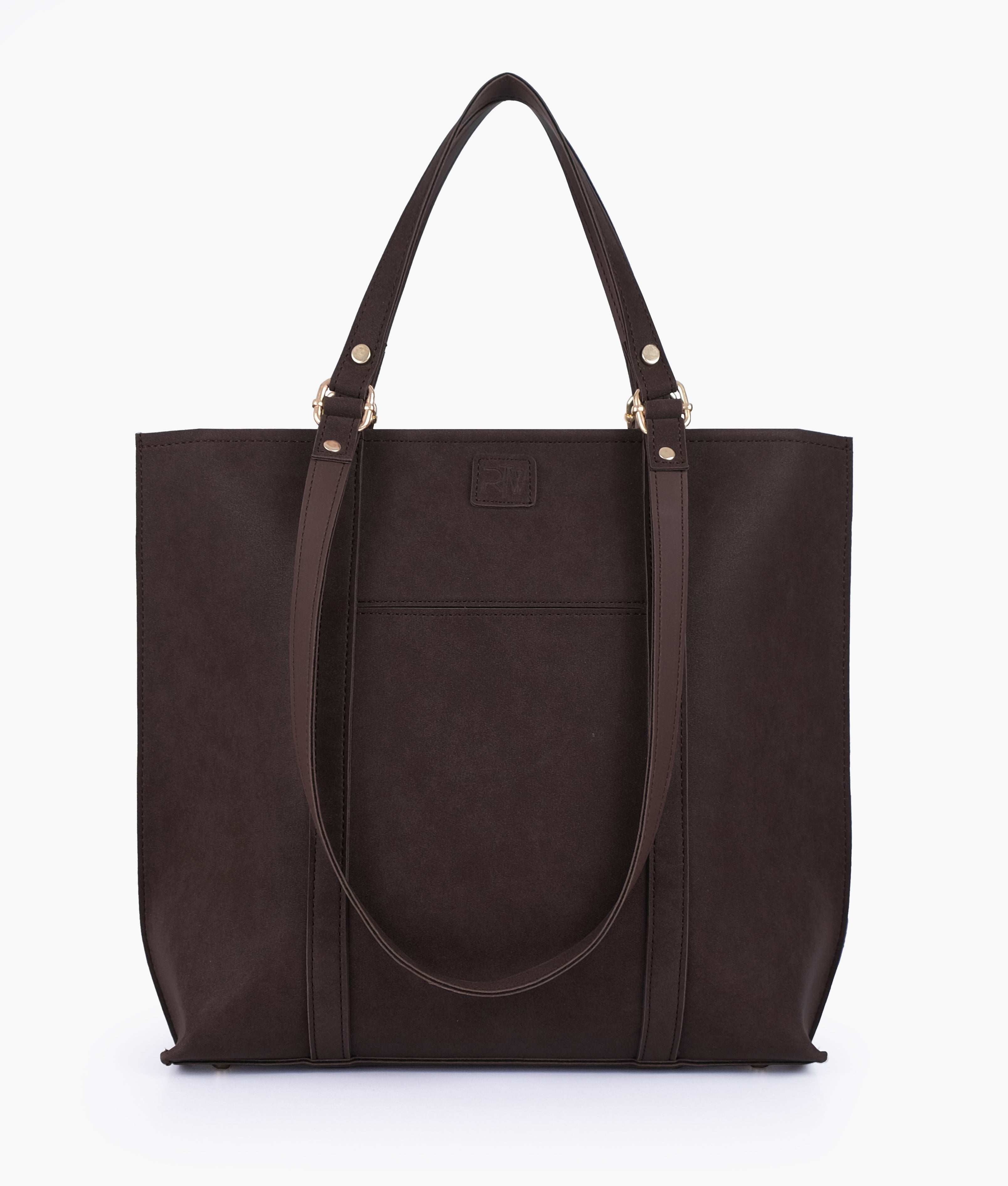 RTW Creation - Dark brown mocha suede double-handle tote