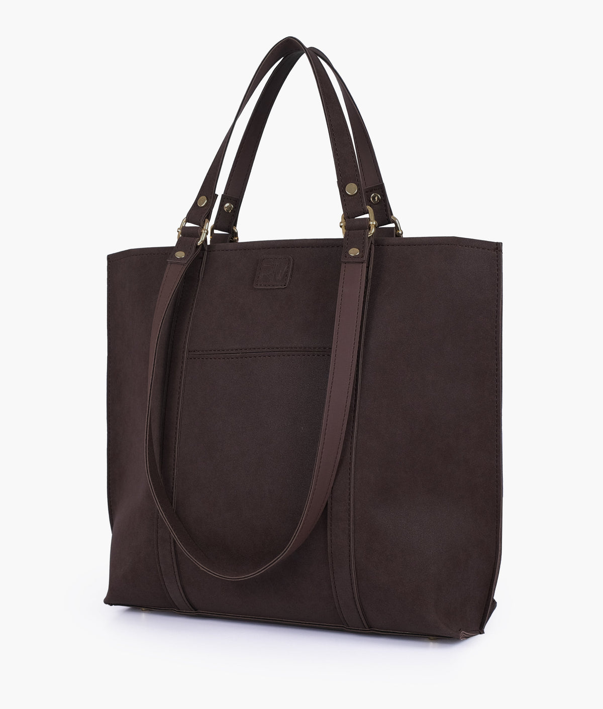 RTW Creation - Dark brown mocha suede double-handle tote