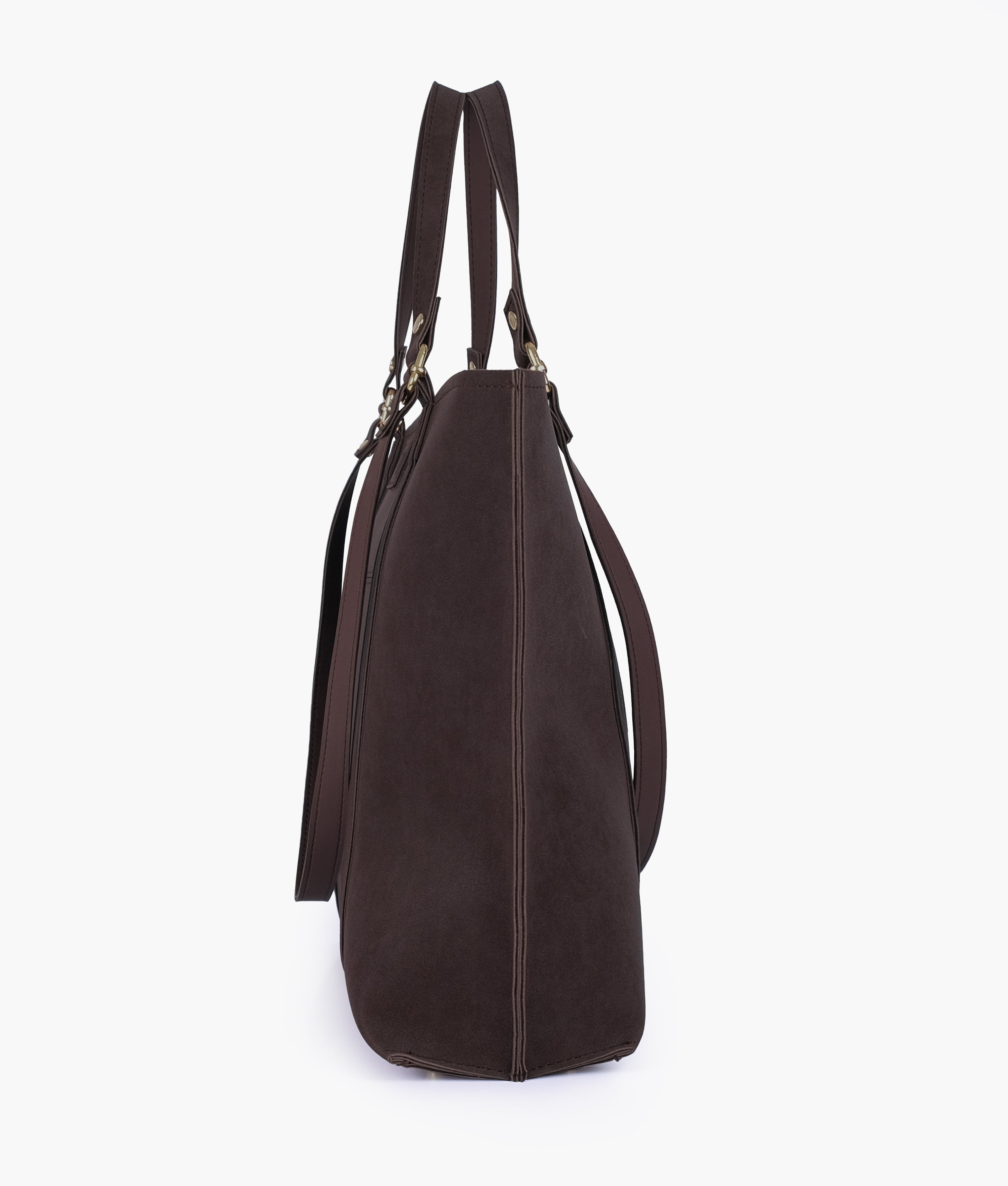 RTW Creation - Dark brown mocha suede double-handle tote