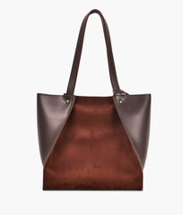 RTW Creation - Dark brown suede shopping tote bag