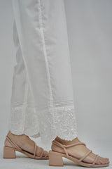 Amna Ali Nawaz Stitched Trouser-Pleated Em Cigarette Pants (WHITE)