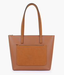 RTW Creation - Tan front pocket tote bag