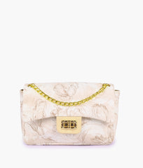 RTW Creation - Off-white printed mini bag with chain