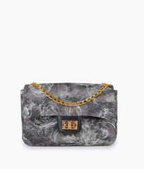 RTW Creation - Black printed mini bag with chain