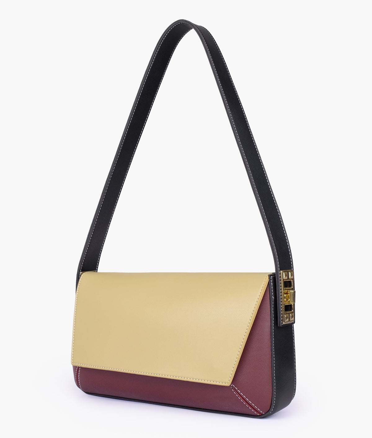 RTW Creation - Neutral color-blocking mini flap bag