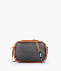 RTW Creation - Black and brown mini quilted crossbody bag