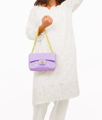RTW Creation - Purple quilted mini bag with chain