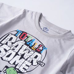 Kjunction Boys Half Sleeves-Printed T-Shirt (Rawr)
