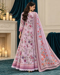 Elnaaz lilac floral angrakha with printed dupatta — back view