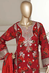 Sada Bahar Stitched 3 Piece Emb Signature Festive Vol-04 Suit-EMB-7724-RED