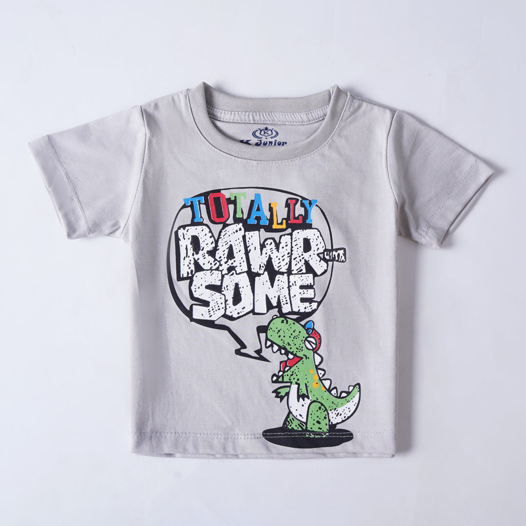 Kjunction Boys Half Sleeves-Printed T-Shirt (Rawr)