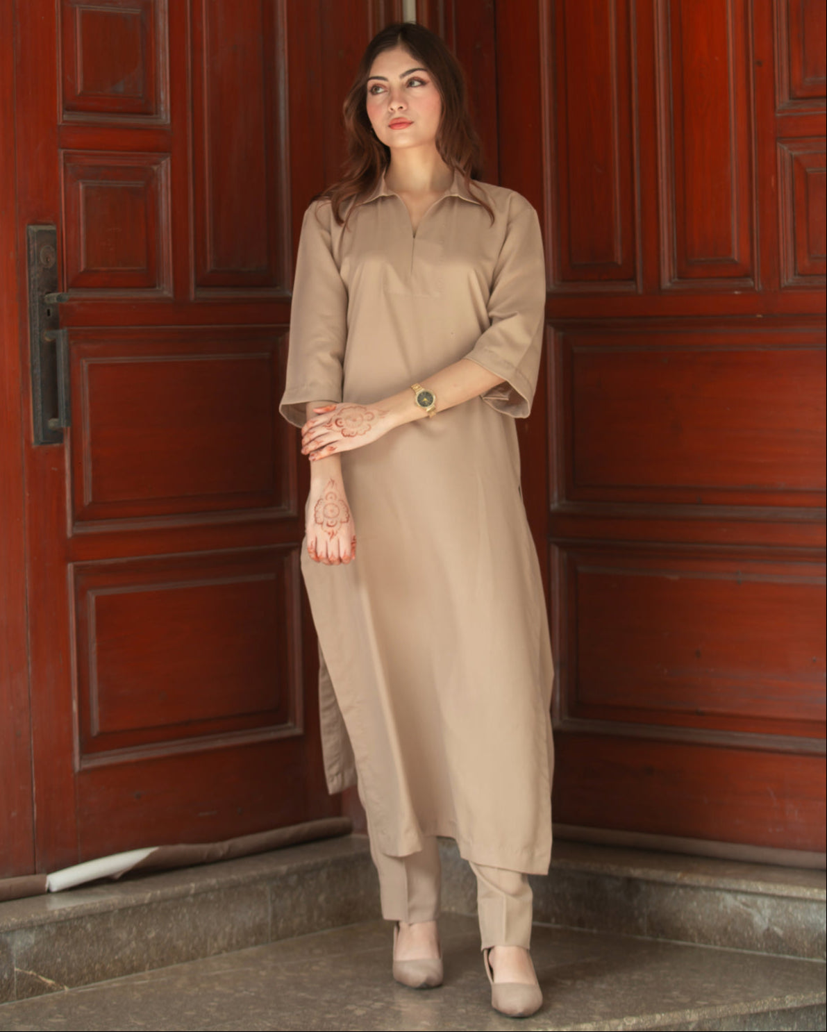 Zauk Stitched 2 Piece Collection-Phone Two Piece Dress