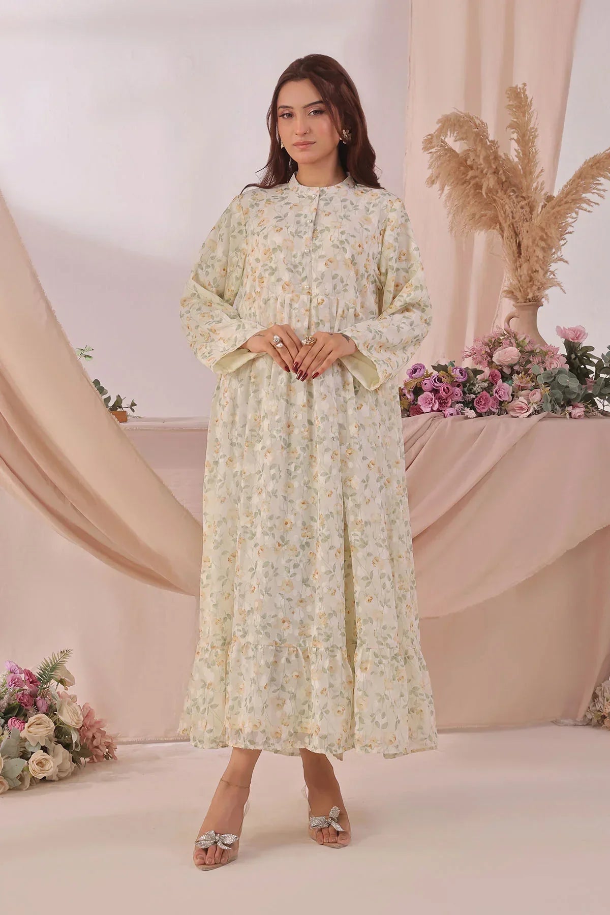 Best Women's Chiffon Printed Dress - Wear Ochre -