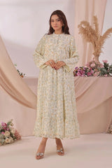 Best Women's Chiffon Printed Dress - Wear Ochre -