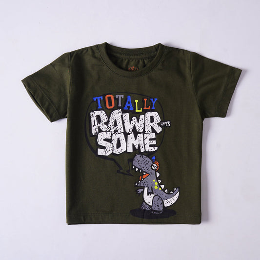 Kjunction Boys Half Sleeves-Printed T-Shirt (Rawr)