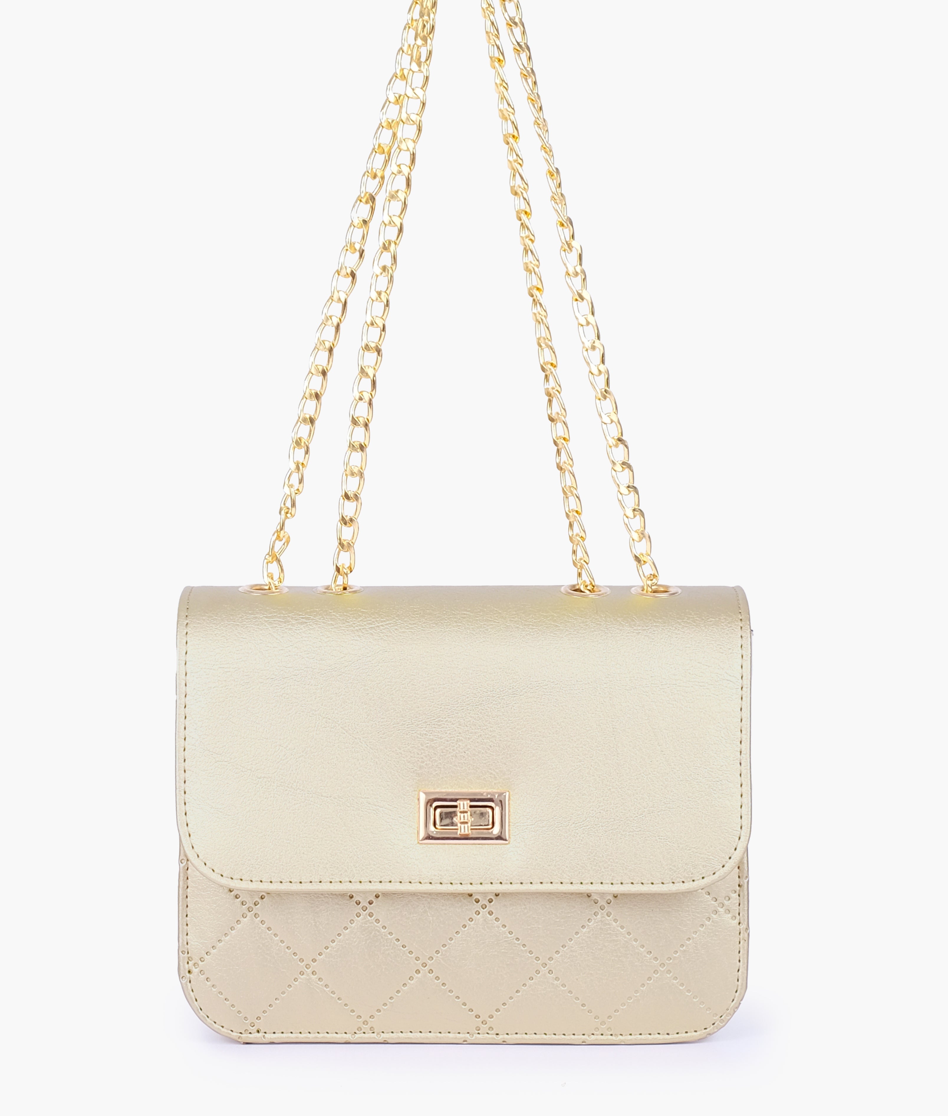 RTW Creation - Golden quilted chain cross-body bag