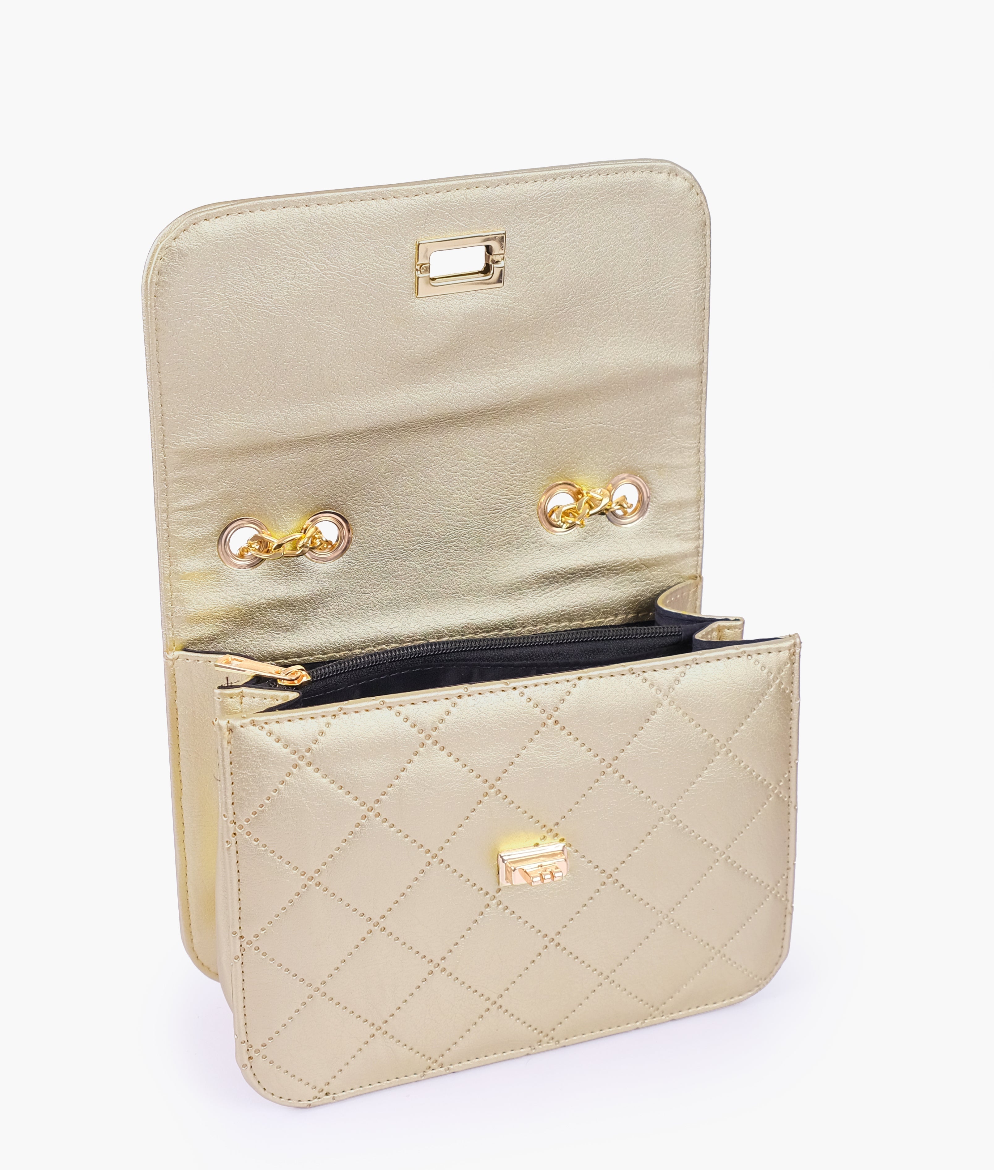 RTW Creation - Golden quilted chain cross-body bag