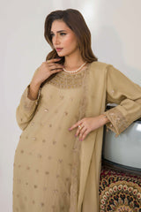 Serene By Azmeerah Stitched 3 Piece Hand Emb Festive Pret Suit-04-Golden Bliss