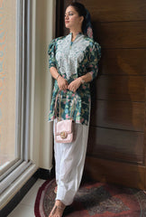 Urban Cut 2 Piece Cotton Embroidred Co- Ord Set with Farshi Salwar
