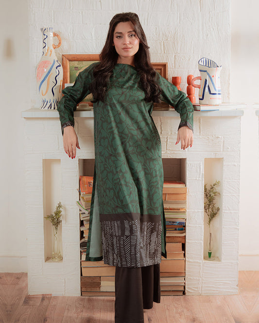 The Abstract Affair By Qariney Stitched 2 Piece Winter Collection'2024-Green On Green