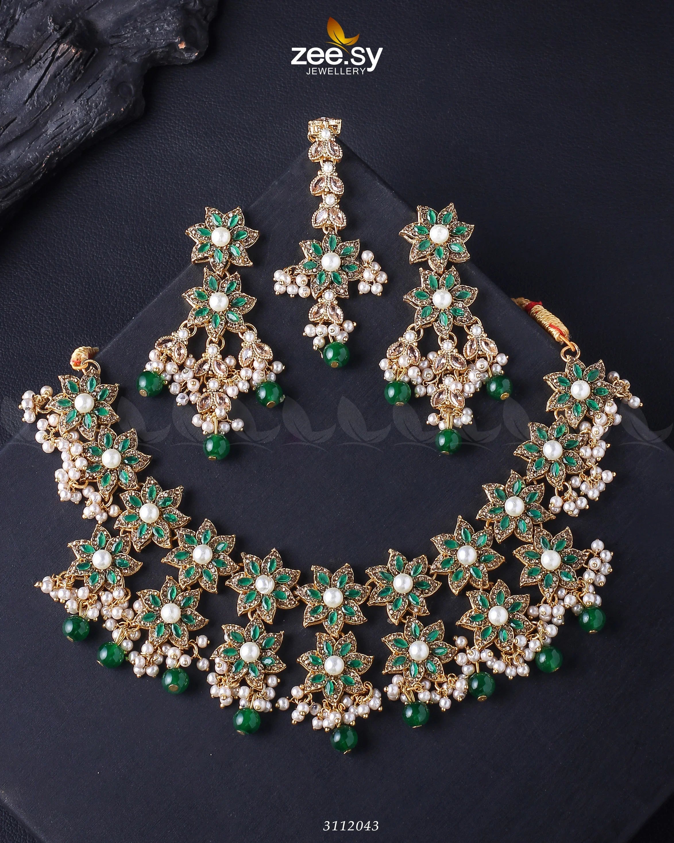 Monarda Bridal Sets Golden Green - Zeesy Jewellery