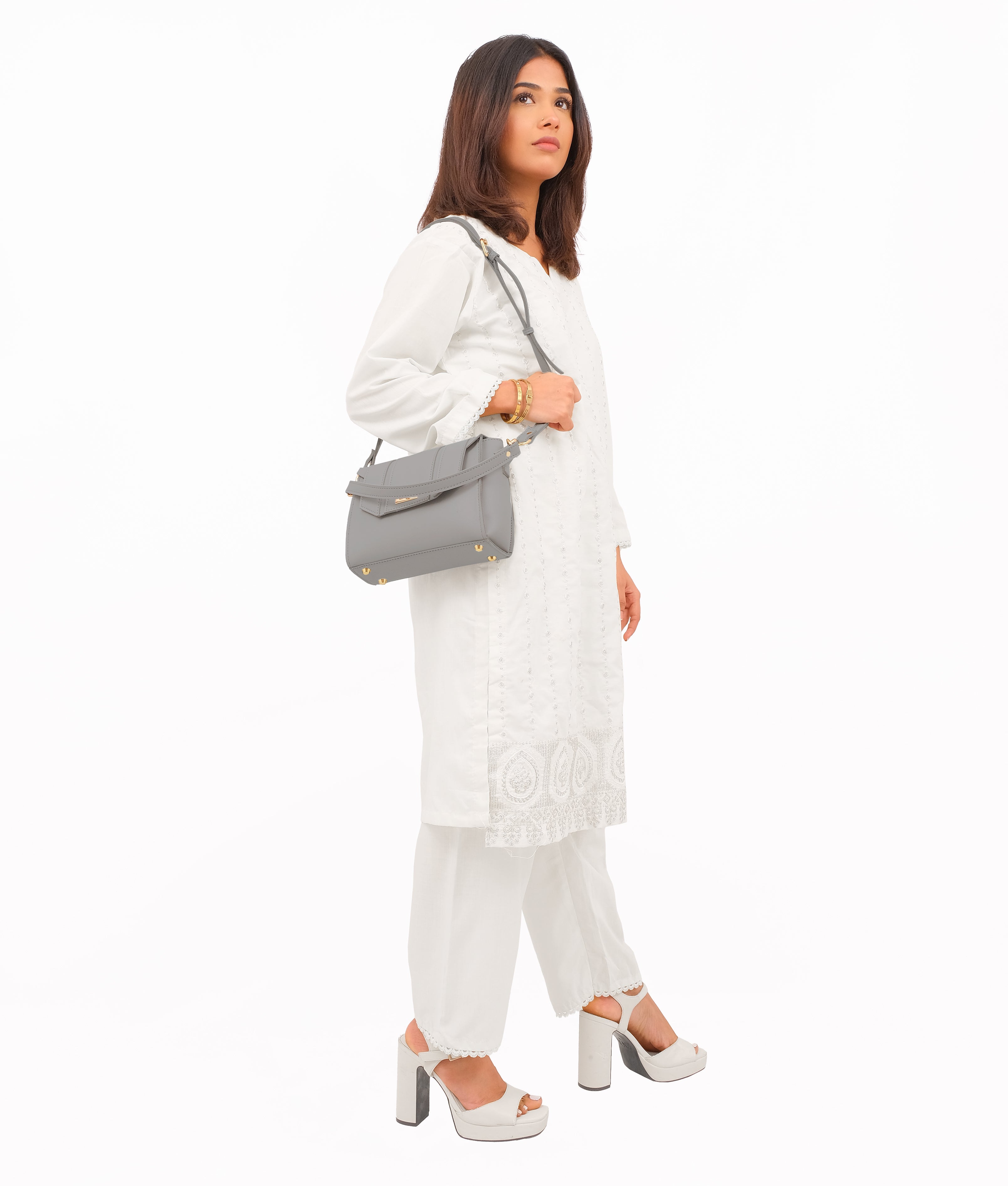 RTW Creation - Grey compact top-handle cross-body bag